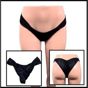 BS09 BEACH BUNNY OG Black Satin Type Black Bottoms SZ S $99